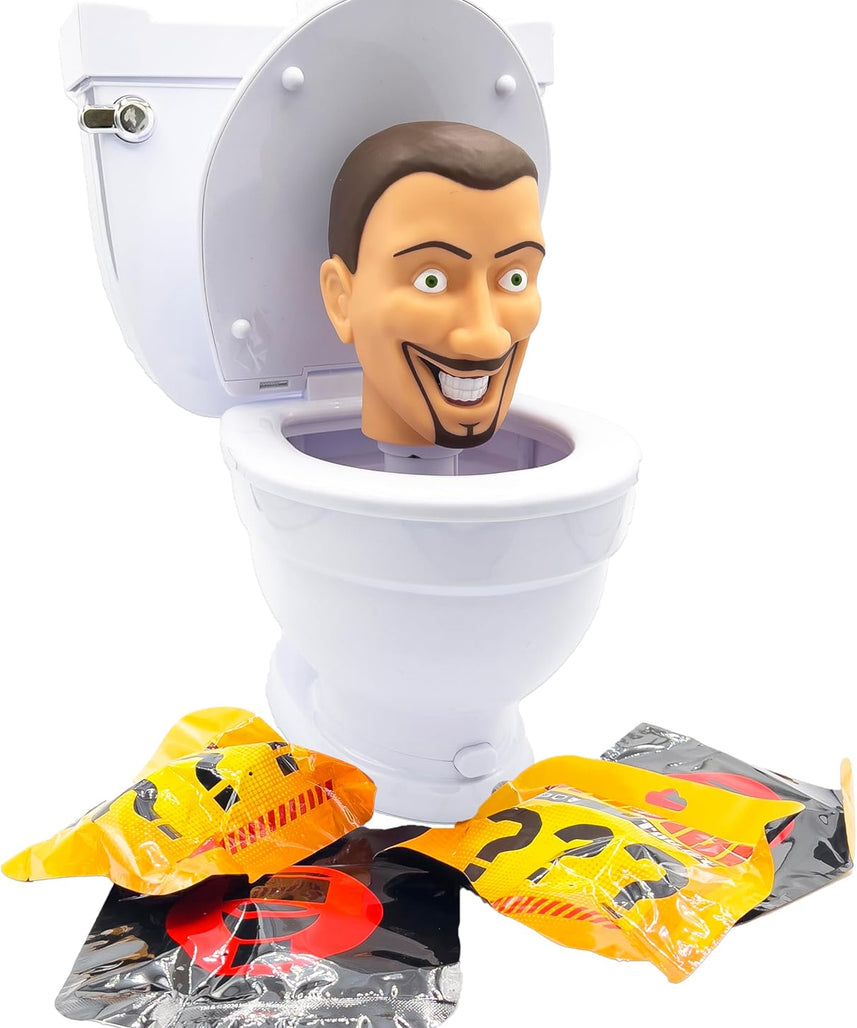 SKIBIDI TOILET Mystery Set, Collectible Action Figure Toy for Boys and Girls 13+, Spring-Loaded Pop-Up Head, Try-Me Flushing Sound, Interactive Surprise Figures, Tabletop Fun