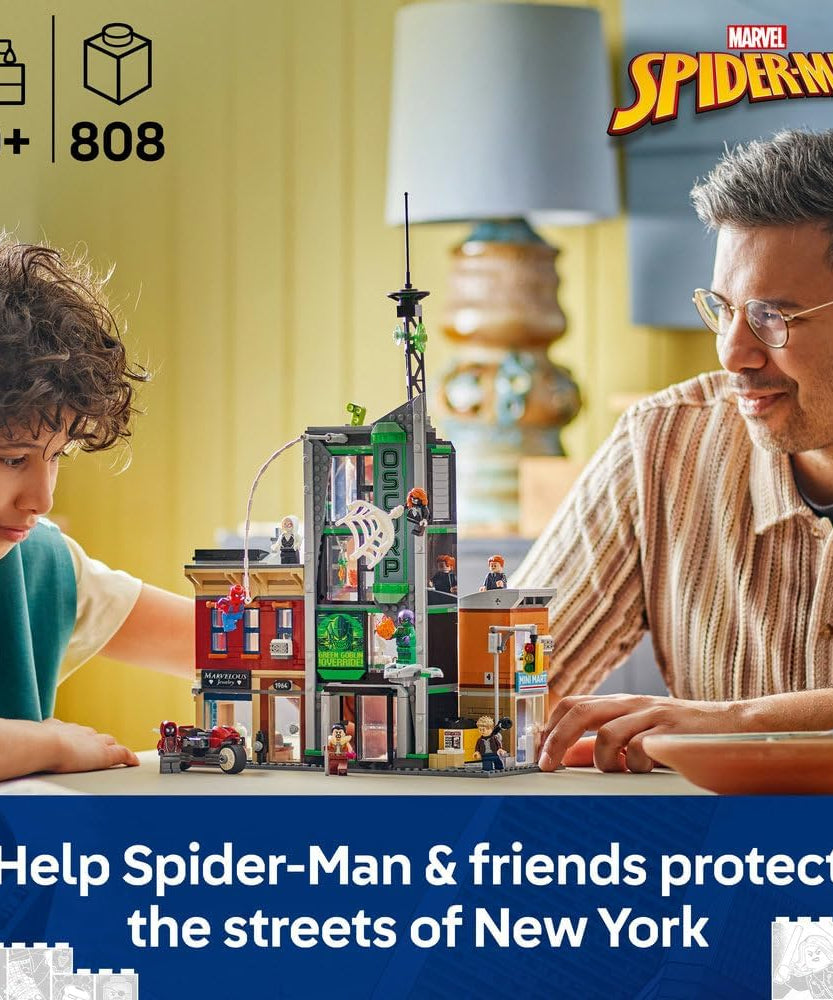 LEGO ǀ Marvel Spider-Man vs. Oscorp - Interactive Toy with a Motorbike, 8 Minifigures incl. Miles Morales & Green Goblin - Collectible Super Hero Gift for 10+ Year Old Boys & Fans - 76324