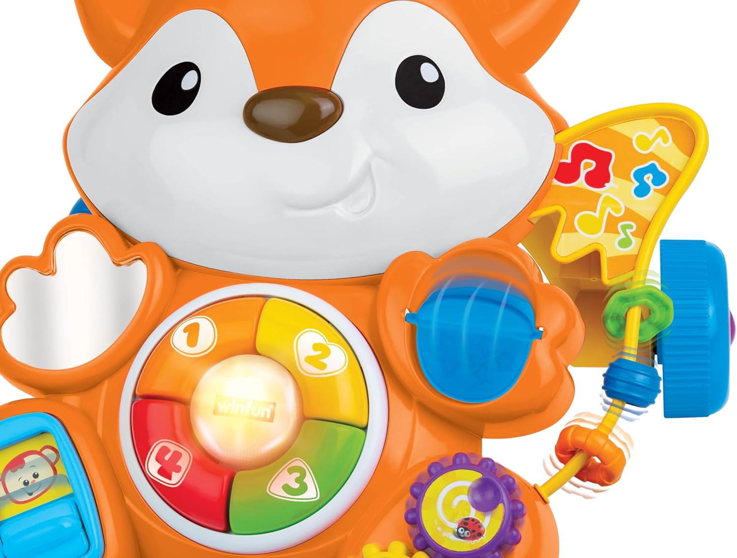 Winfun Grow-With-Me Fox Walker, 3-in-1 Ride-On + Baby Walker + Push Fox Toy , Light + Sound Developmental Activity Walker for Toddlers 12M+