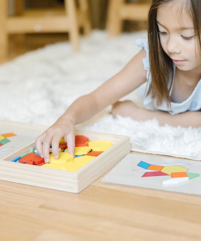 Viga Pattern Board & Block, 120 Piece Geometric Block Puzzle, Montessori Wooden Toy, Develops Sensory, Cognitive & Fine Motor Skills, Non-Toxic & Eco-friendly Kids Educational Toy, 3Y+