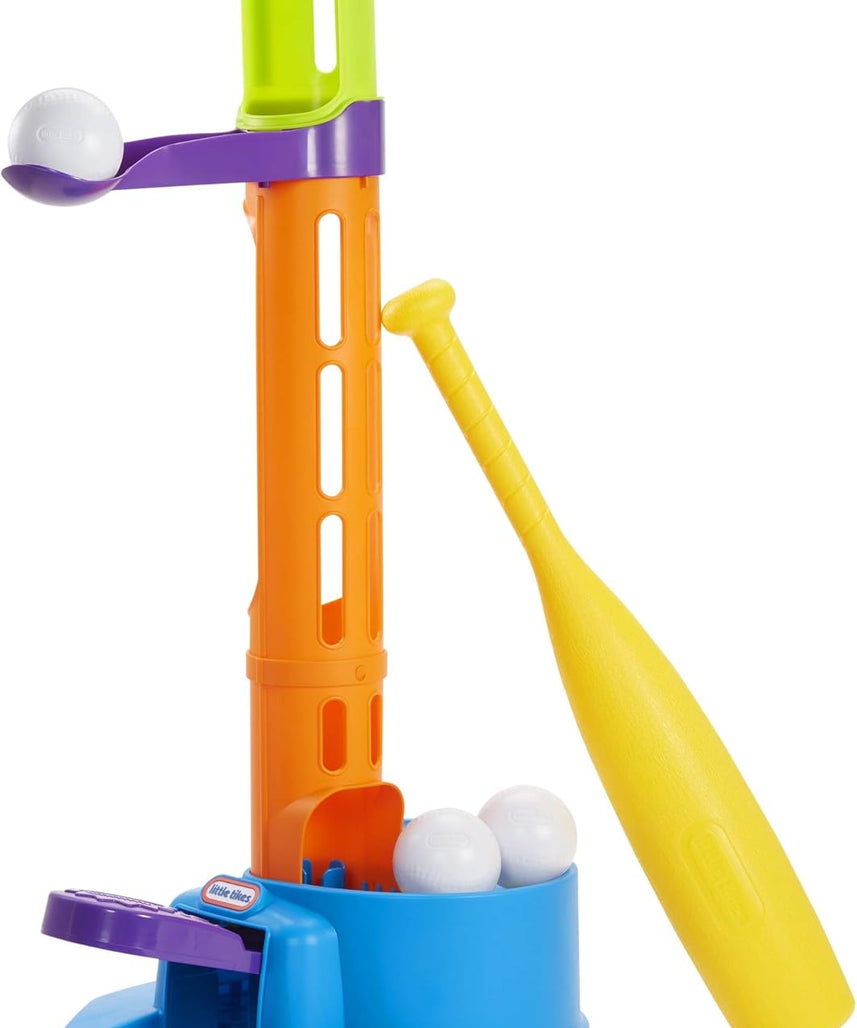 مجموعة كرات الرش الثلاثية من ليتل تايكس مع قاعدة قابلة للتعديل، وقاذفة منبثقة، وميزة كرة الرش، ومضرب وكرات للأطفال من سن 3 سنوات فما فوق