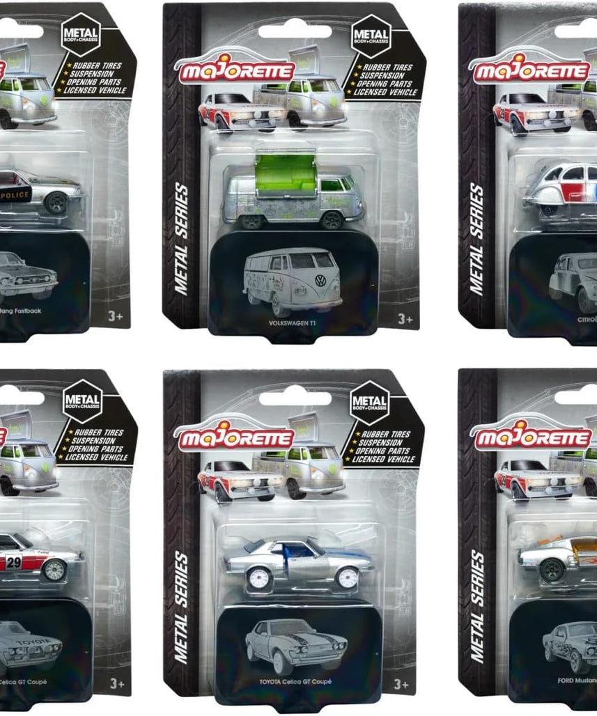 Majorette 1:64 Scale Die-Cast Metal Cars – 7.5 cm, 6 Random Licensed Models, Collector’s Set for Kids & Collectors Aged 3+
