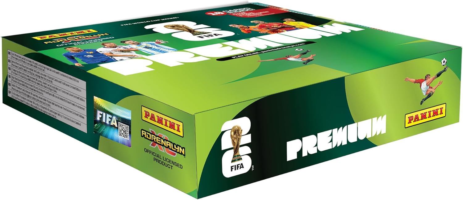 Panini FIFA World Cup 2026 Adrenalyn XL Premium Trading Cards Packet, 10 Cards Pack Including 1 Premium Gold Limited Edition Card, Official Football Collectible Cards for Fans and Collectors Age 6+