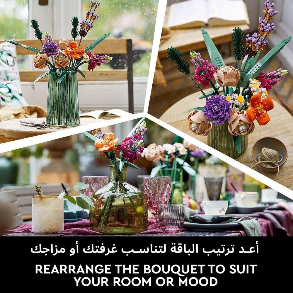 LEGO Botanicals Flower Bouquet - Artificial Flowers Set for Adults incl. Roses, Snapdragons, Poppies, Asters & Daisies - Ramadan Gift Idea for Women and Men - Botanical Collection - 10280