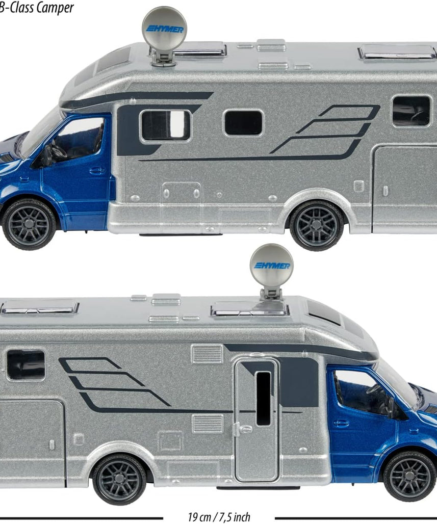 Majorette Grand Series – Hymer B-Class 780T Camper Die-Cast Vehicle with Lights, Sound Effects, Fold-Out Satellite Dish, Metal Cabin & Camper, One Size