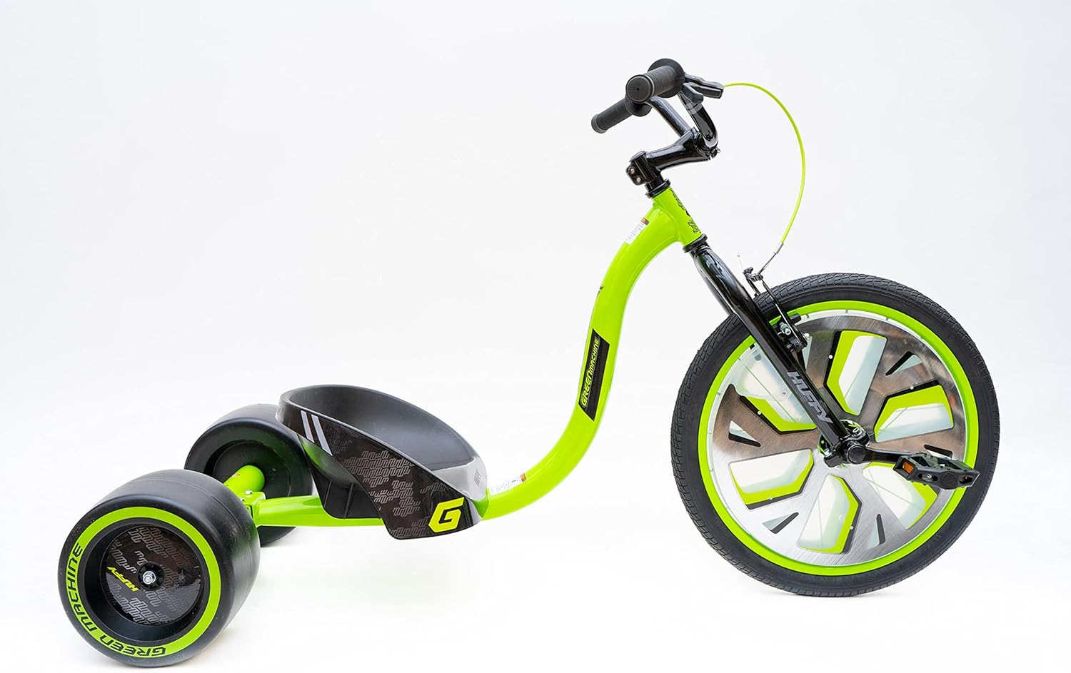 Huffy Green Machine Slider Drift Trike, 20 Inch Pedal Powered Ride On with Oversized Slick Wheels and Hand Brake, Outdoor Spin and Drift Trike for Kids 4Y+