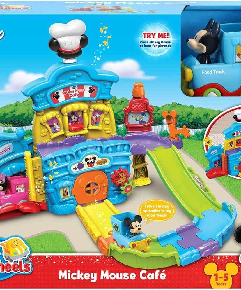 VTech, Go! Go! Smart Wheels, Disney Mickey Mouse Café, Food Truck Playset, Interactive Lights, Sounds, Songs, Phrases, Motor Skill Development, for Toddlers Ages 1-6