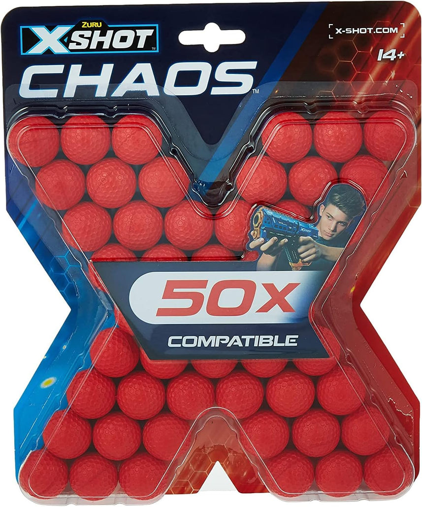 X-SHOT Chaos 50 Dart Balls Refill, Multicolor Blaster Ammo Pack, Toy Accessory for Boys Age 14 and Up