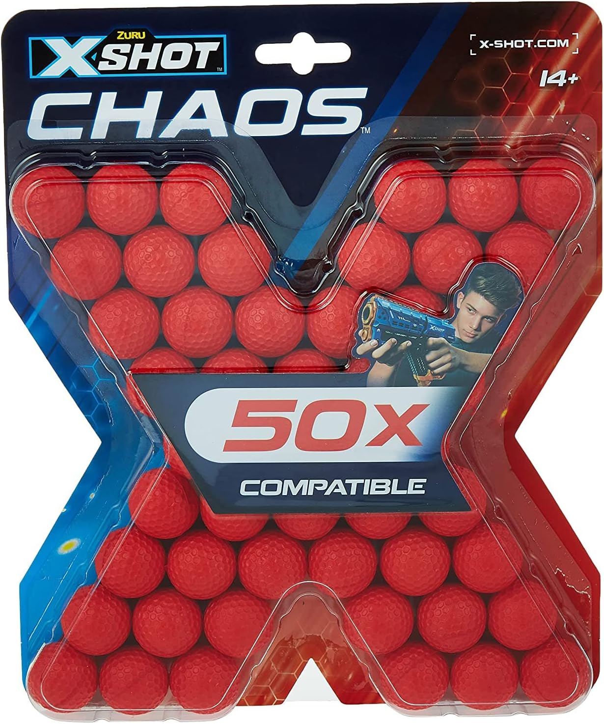 X-SHOT Chaos 50 Dart Balls Refill, Multicolor Blaster Ammo Pack, Toy Accessory for Boys Age 14 and Up