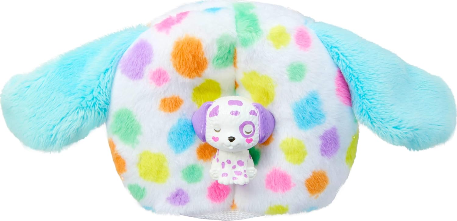 Barbie Cutie Reveal Color Dream Dalmatian Doll with Rainbow Plush & 10 Color-Changing Surprise Accessories, Ages 3+