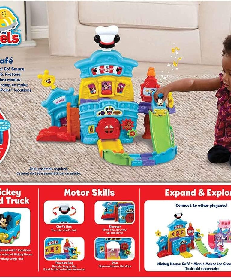 VTech, Go! Go! Smart Wheels, Disney Mickey Mouse Café, Food Truck Playset, Interactive Lights, Sounds, Songs, Phrases, Motor Skill Development, for Toddlers Ages 1-6