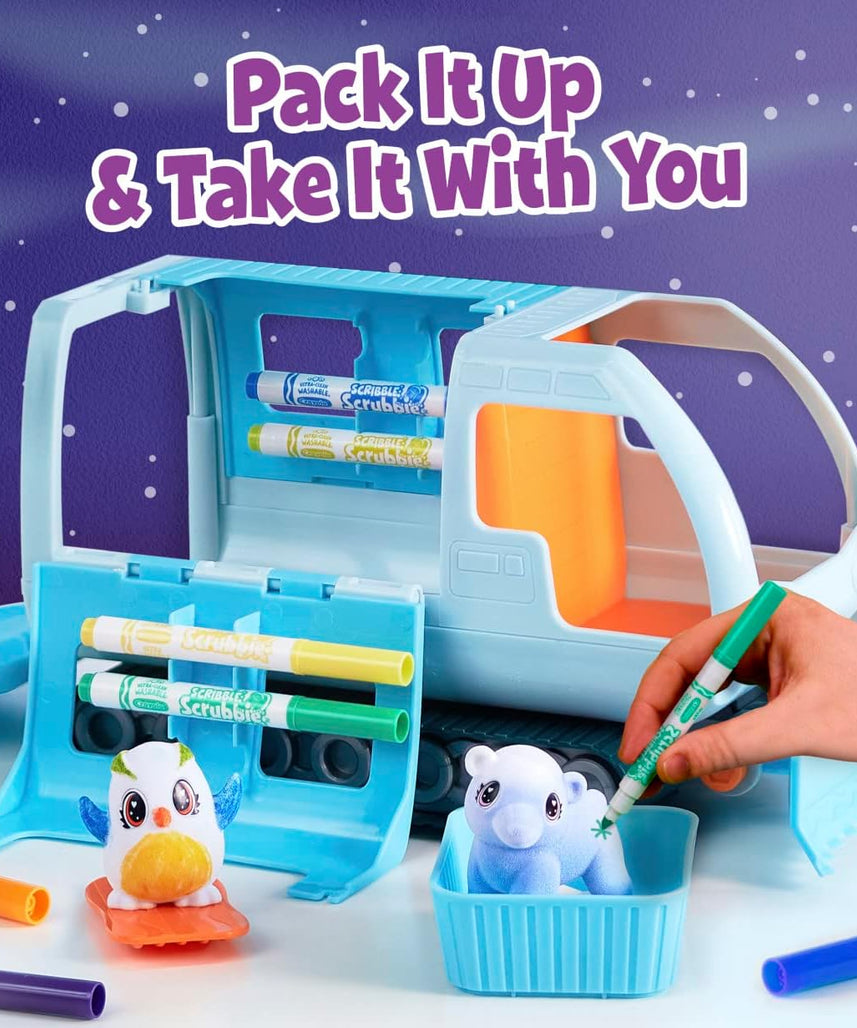 CRAYOLA Scribble Scrubbie Pets Arctic Snow Explorer, Color & Wash Creative Toy, Gift for Kids, Blue,white Age 3, 4, 5, 6 747479