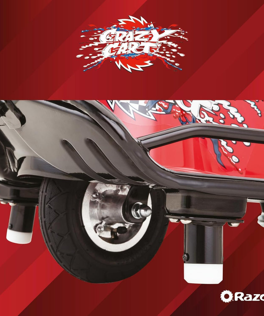 عربة ريزور كريزي كارت جونيور 2.0 - سيارة كارت كهربائية للانجراف للأطفال من سن 9 سنوات فما فوق، سرعات تصل إلى 19 كم/ساعة، مع مقود انجراف، مدة ركوب 40 دقيقة، آلة انجراف مثالية