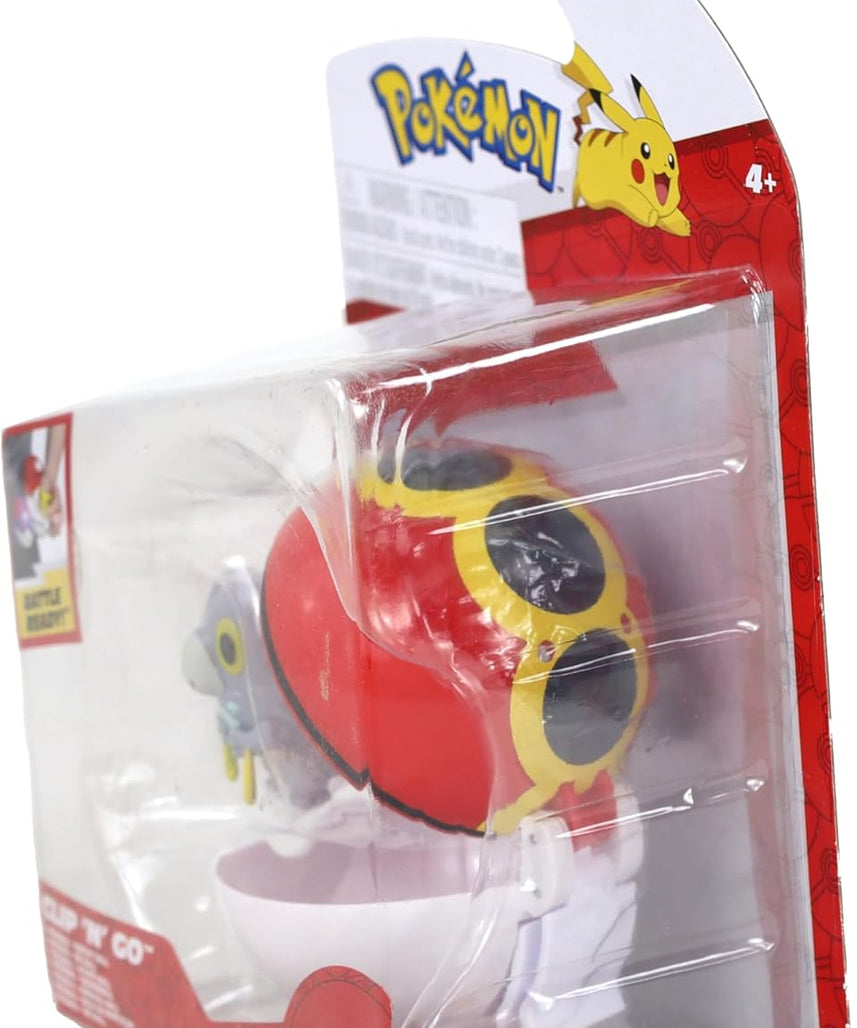 Pokemon Clip n Go - Frigibax with Repeatball, Action Figures, Official Detailed Figurines, Collectibles, Figure with Poke Ball, 4 Years+