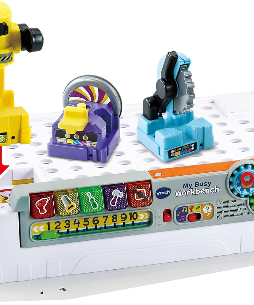 VTech My Busy Workbench, Interactive Toddler Toy, Pretend Play Tools, 100+ Pieces, Lights, Music & Sounds, Kids Gifts 3, 4, 5 + Years, English Version