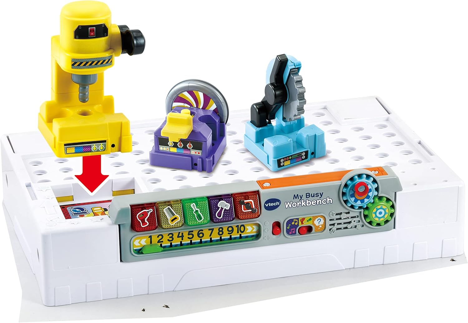 VTech My Busy Workbench, Interactive Toddler Toy, Pretend Play Tools, 100+ Pieces, Lights, Music & Sounds, Kids Gifts 3, 4, 5 + Years, English Version