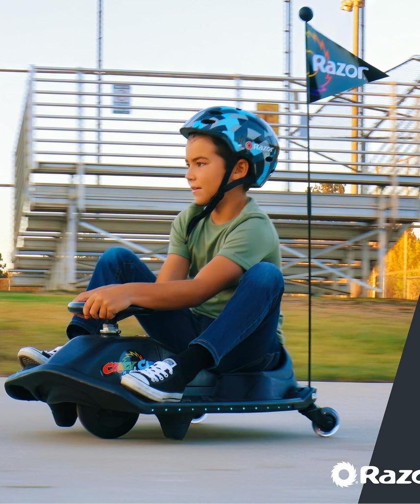 Razor Crazy Cart Shift Lightshow Electric Drifting Go Kart for Kids, LED Lights, Power Core Motor, Variable Speed, Foot Pedal Control, Parental Speed Control, Ride On Toy for 6+ Kids
