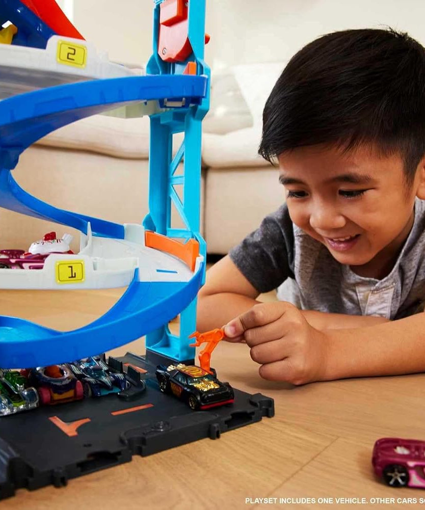 Hot Wheels City Transforming Race Tower Playset, Track Set with 1 Toy Car