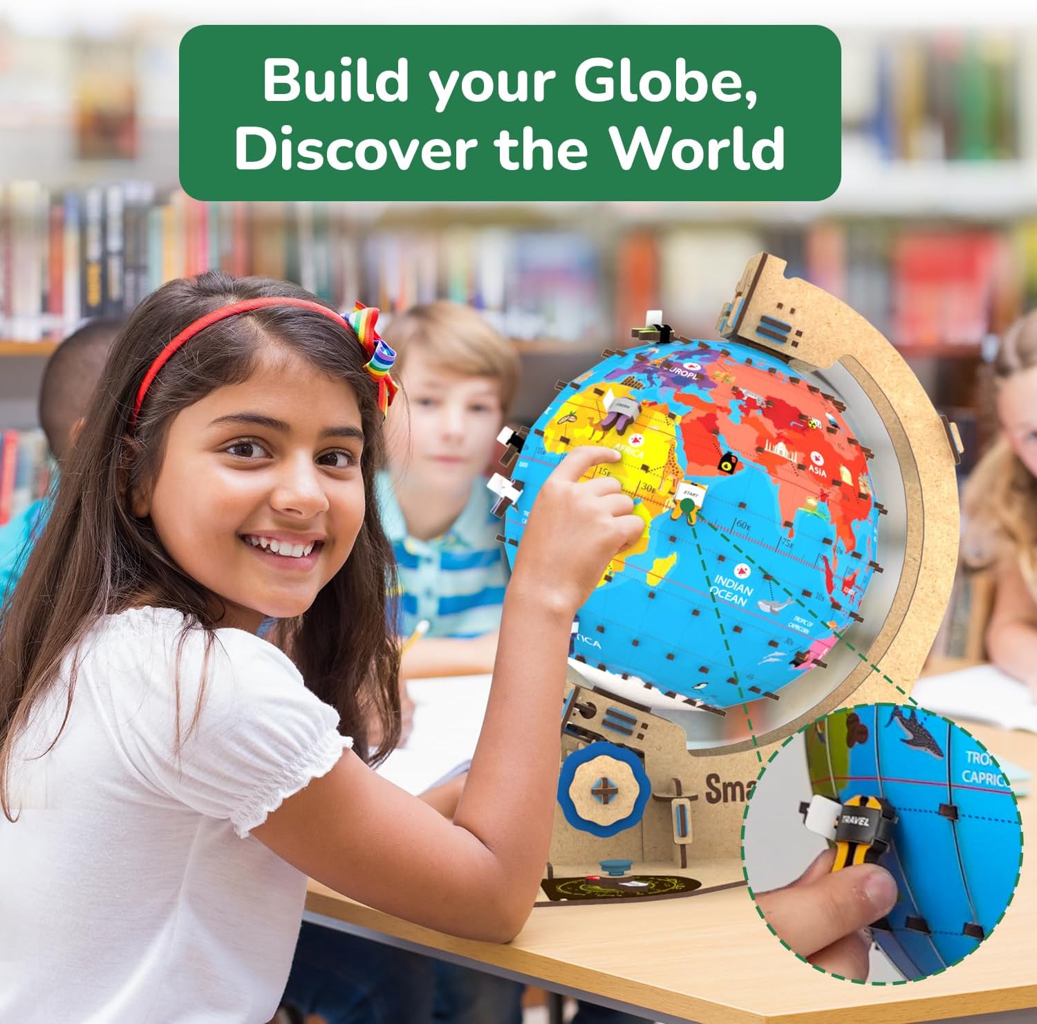 Smartivity Interactive Globe Model for Kids 8-14 Years Old | Build Your Own Globe with 1000+ Facts About Animals, Monuments, Places I Birthday Gift for Boys & Girls I Educational Toy for Kids