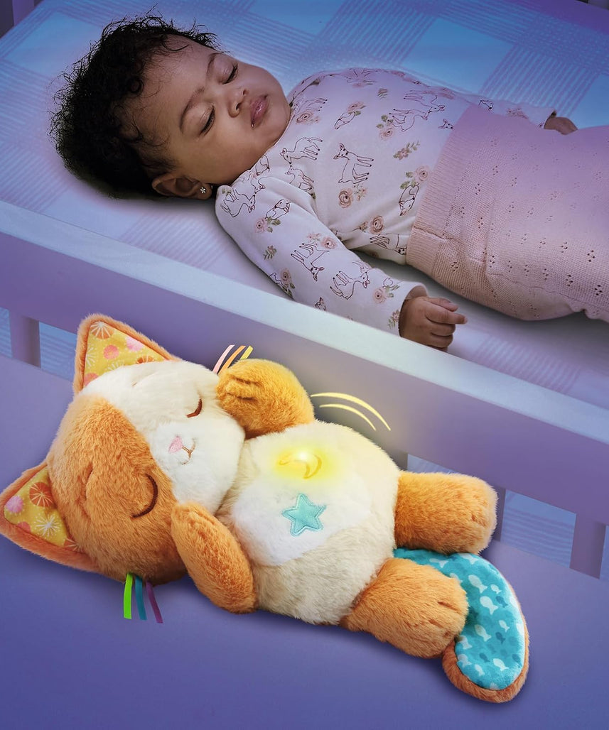 VTech Baby Calming Purrs Kitten Soft Plush Soothing Toy with Breathing Motion, Lights, Melodies, White Noise & Nature Sounds, Interactive Comfort Toy for Babies 0+ Months
