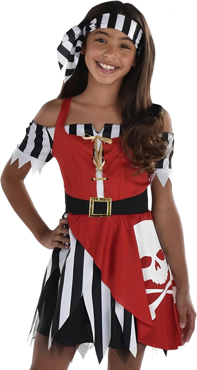 Skull Pirate Girl Dress-Up, Large 12-14 Years