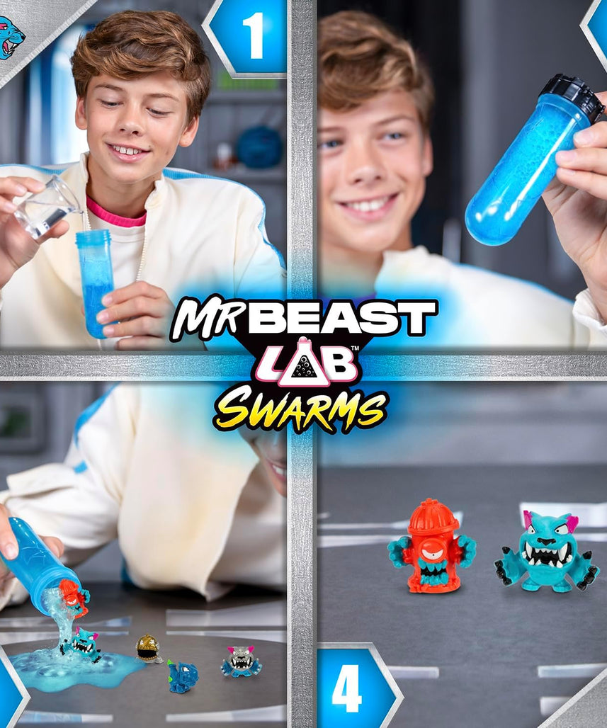 MrBeast Lab Swarms Mega Lab 12 Pack Vipermite, Add Water Shake & Reveal 12 Micro Collectible Figures, Guaranteed Special Edition Panther, Over 100 MrBeast Characters to Collect, Rare Hyperchrome Chase