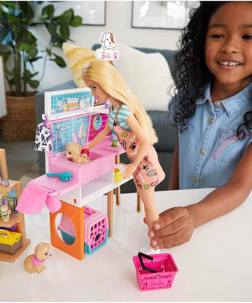 Barbie Doll and Pet Boutique Playset with 4 Pets and Accessories, for 3 to 7 Year Olds