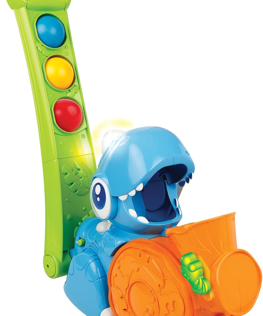 Winfun Popping Fun Dino Interactive Toy, Push-Along Dinosaur with Popping Balls, Flashing Lights, Sounds & Easy-Grip Handle, Encourages Motor Skills, Hand-Eye Coordination & Sensory Play, For Toddlers 12+ Months