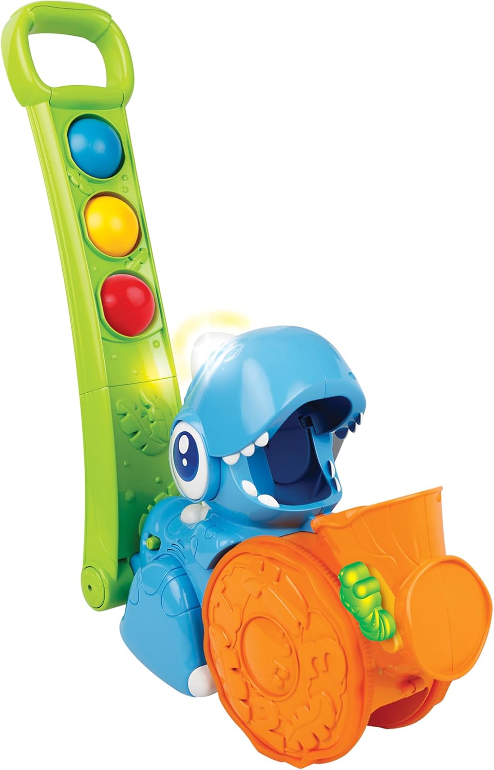 Winfun Popping Fun Dino Interactive Toy, Push-Along Dinosaur with Popping Balls, Flashing Lights, Sounds & Easy-Grip Handle, Encourages Motor Skills, Hand-Eye Coordination & Sensory Play, For Toddlers 12+ Months
