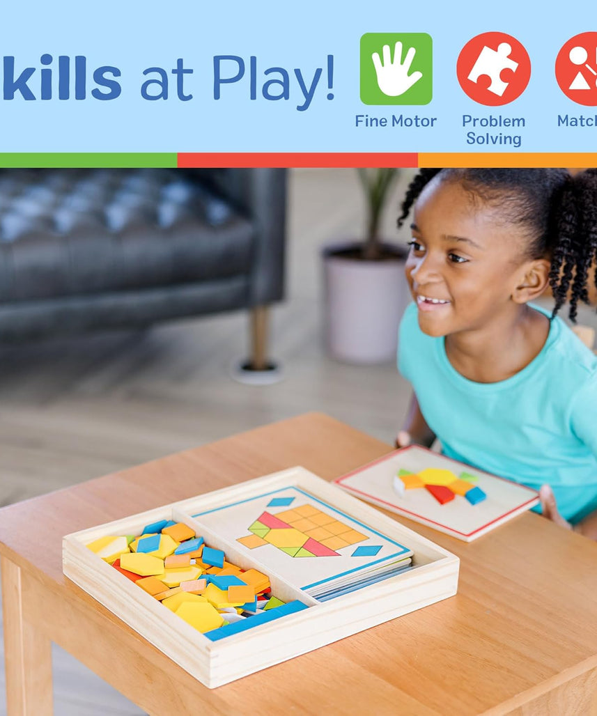 Viga Pattern Board & Block, 120 Piece Geometric Block Puzzle, Montessori Wooden Toy, Develops Sensory, Cognitive & Fine Motor Skills, Non-Toxic & Eco-friendly Kids Educational Toy, 3Y+