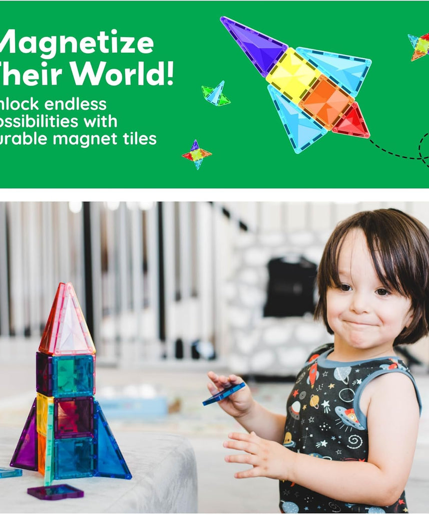 PicassoTiles 120pcs Mini Diamond Magnetic Tiles Expansion Car Truck and Figures Play Set, Kids Building Magnet Bricks STEM & Learning Toys, Magnetic Add-ons, Toddler Preschool 3+ Boys and Girls