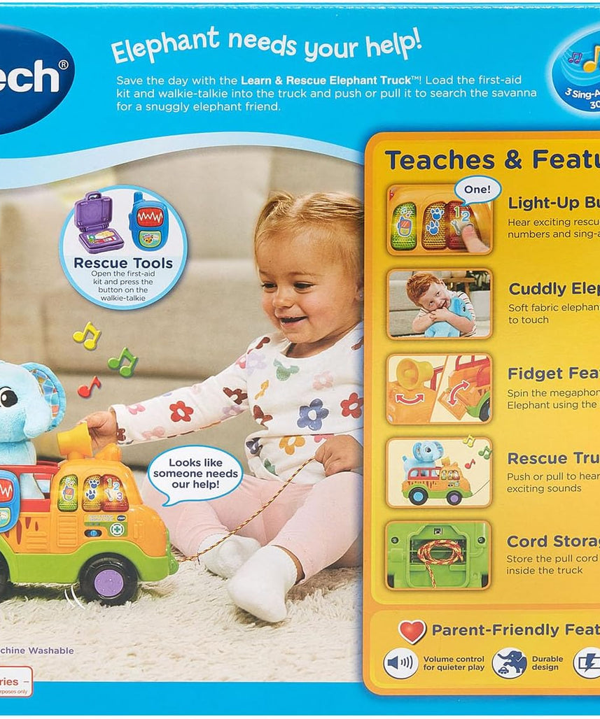 VTech Learn and Rescue Elephant Truck Pull Toy with Plush Elephant