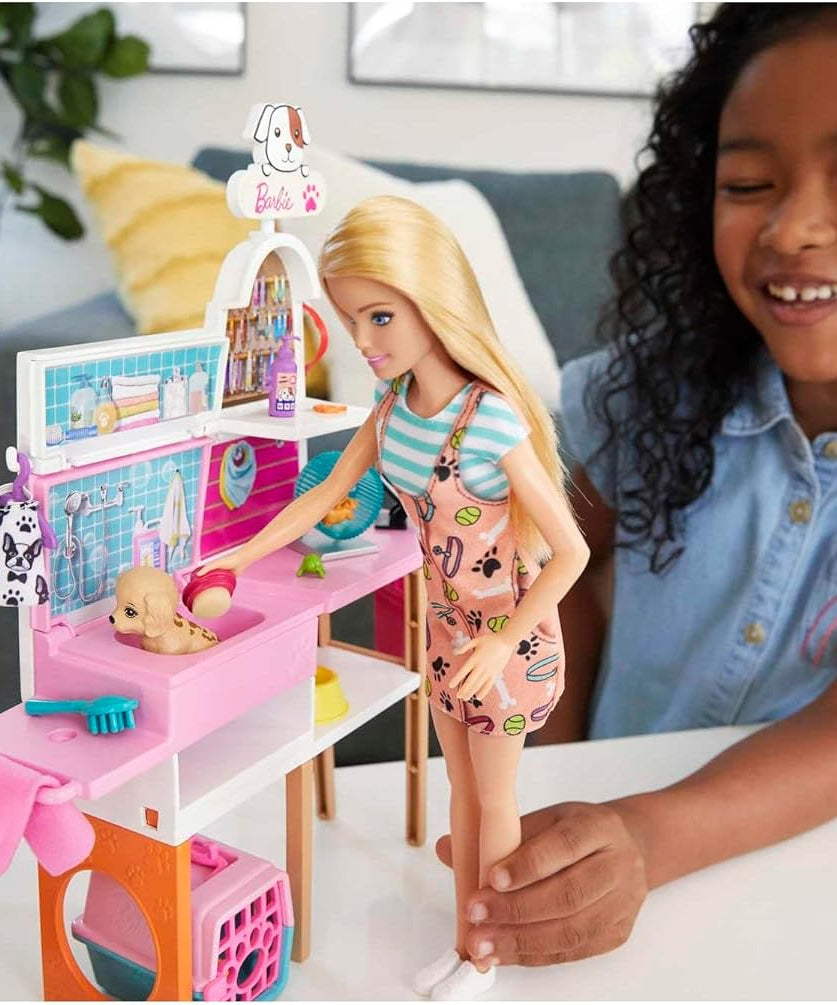 Barbie Doll and Pet Boutique Playset with 4 Pets and Accessories, for 3 to 7 Year Olds