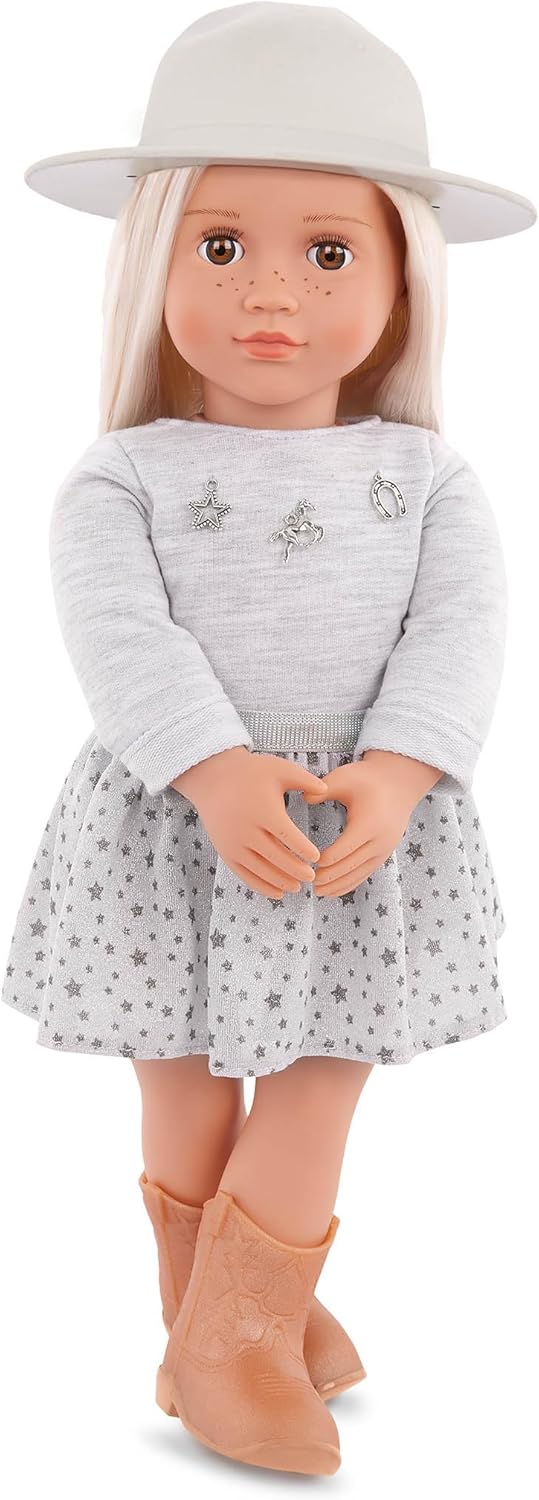 Our Generation Abigale Doll with Pleated Skirt and Hat, 18-Inch Size, Multicolor