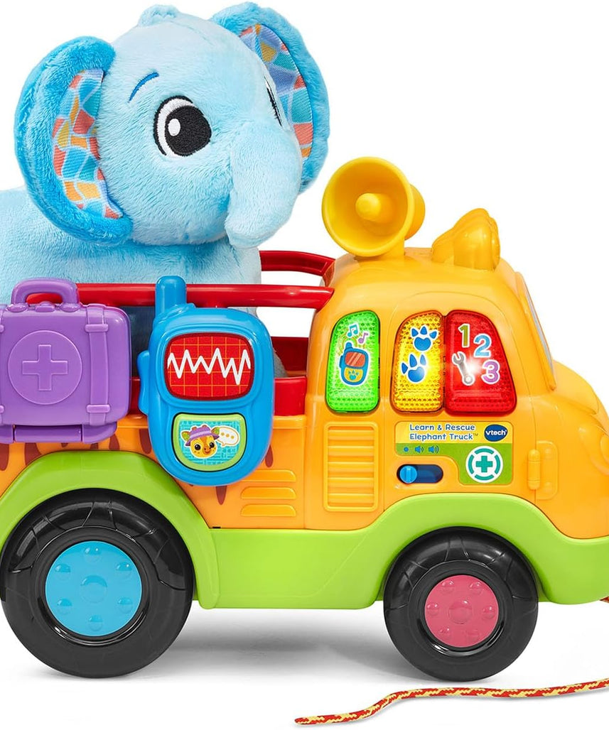 VTech Learn and Rescue Elephant Truck Pull Toy with Plush Elephant