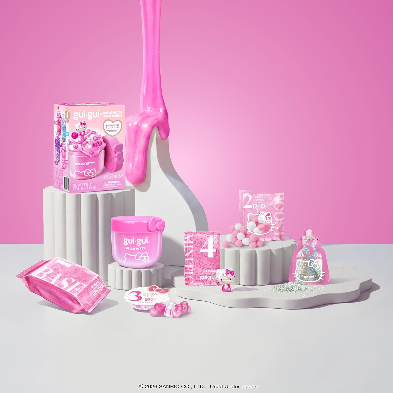 Gui Gui Slime Hello Kitty and Friends Hello Kitty Edition, Gloss Slime with Pink Lemonade Scent, Collectible Surprise Toy for Kids, Ages 6+
