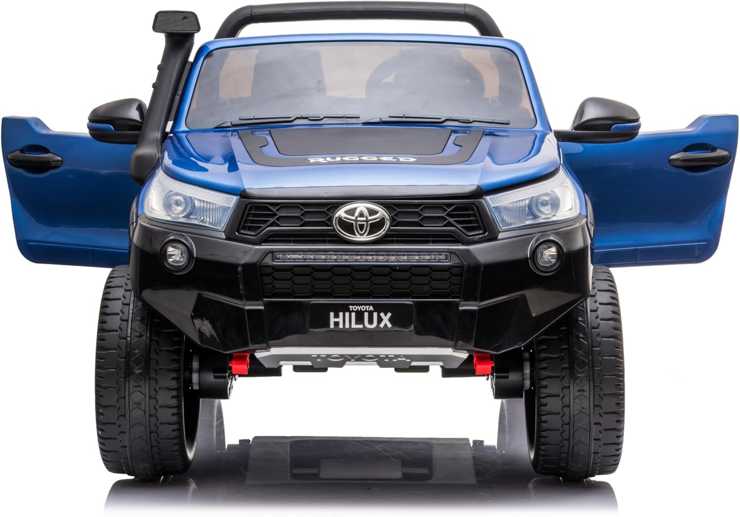 Lovely Baby LB 850DX Toyota Hilux Ride-On Car for Kids, 1-7 Years, Electric 4x4 Off-Road Vehicle, Remote Control, LED Lights, MP4 Music, Openable Doors – Red or Blue