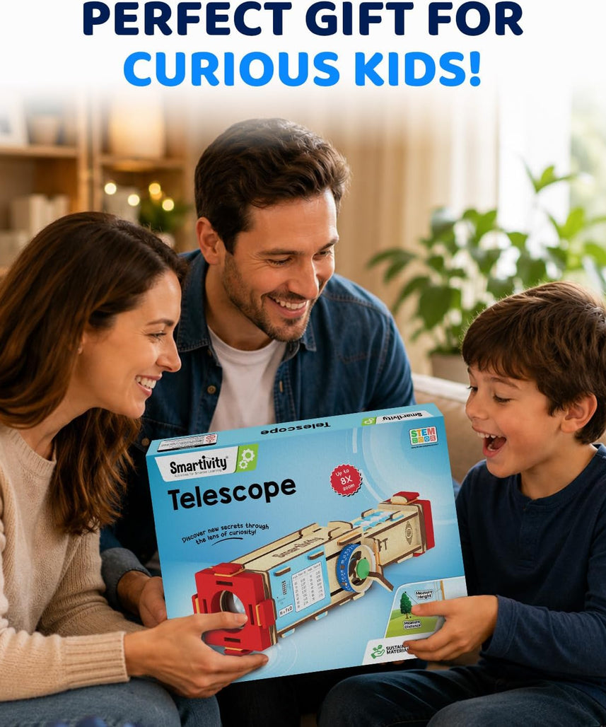 Smartivity Telescope Toy for Kids Age 8, 9, 10, 11, 12, 13, 14 Years Old | Measure Height & Distance | Birthday Gift for Boys & Girls | DIY Science Toys for Kids 8-14 Years