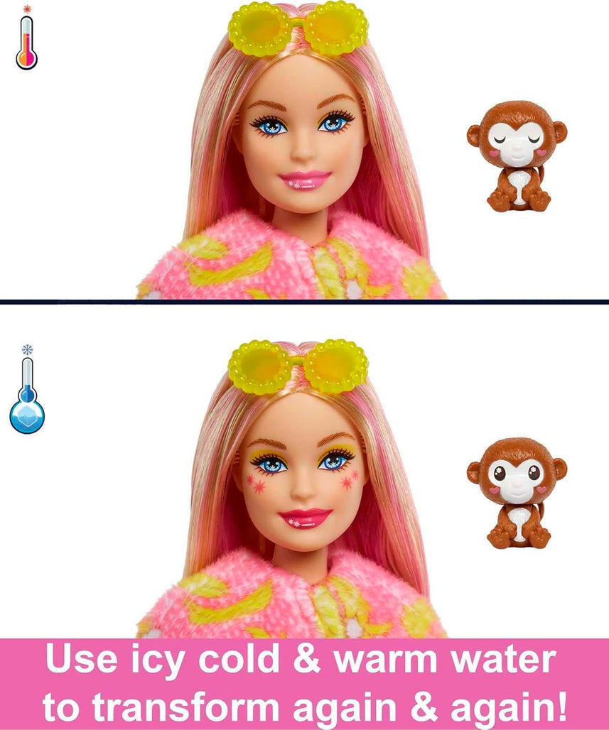 Barbie Cutie Reveal Chelsea Doll & Accessories, Jungle Series Monkey-Themed Small Doll Set, 10 Surprises