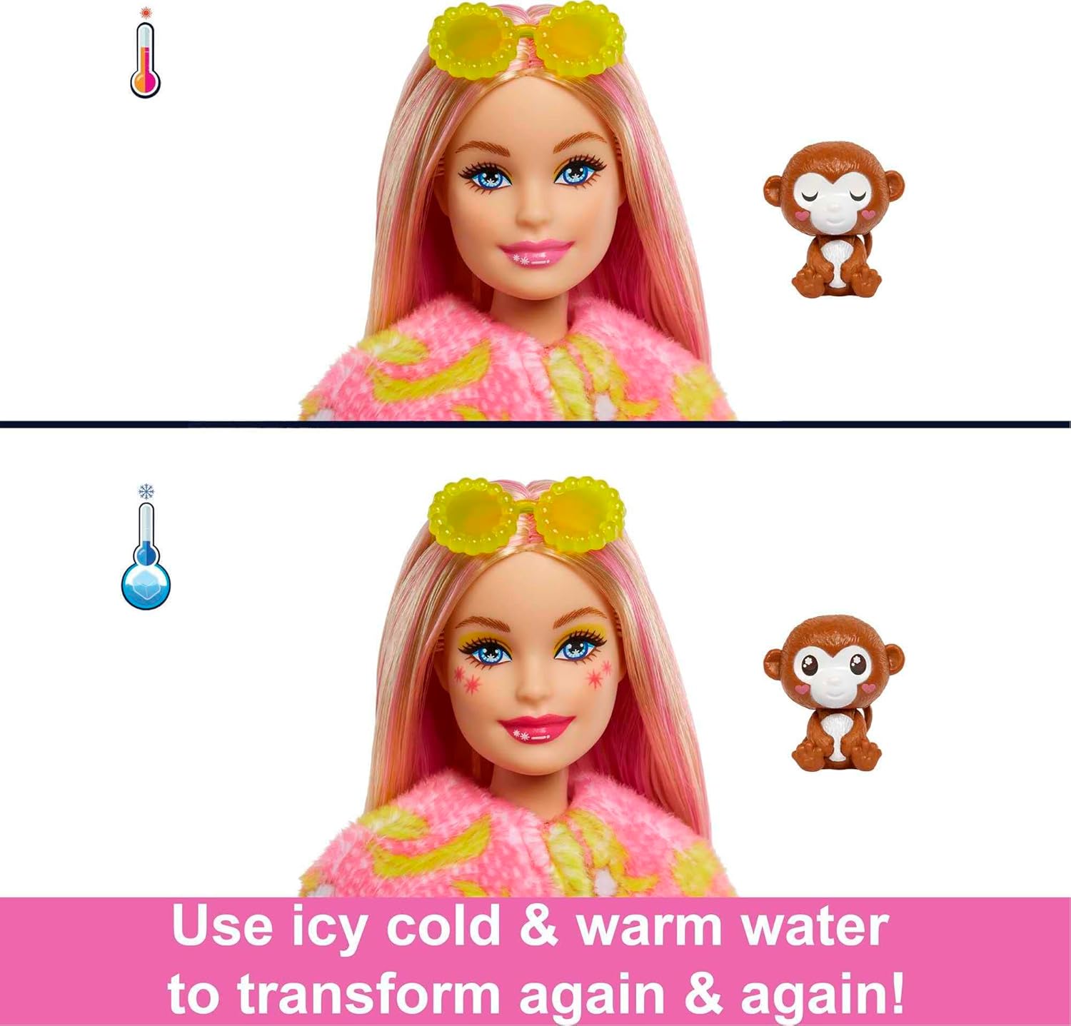 Barbie Cutie Reveal Chelsea Doll and Accessories, Jungle Series, Monkey-Themed Small Doll Set