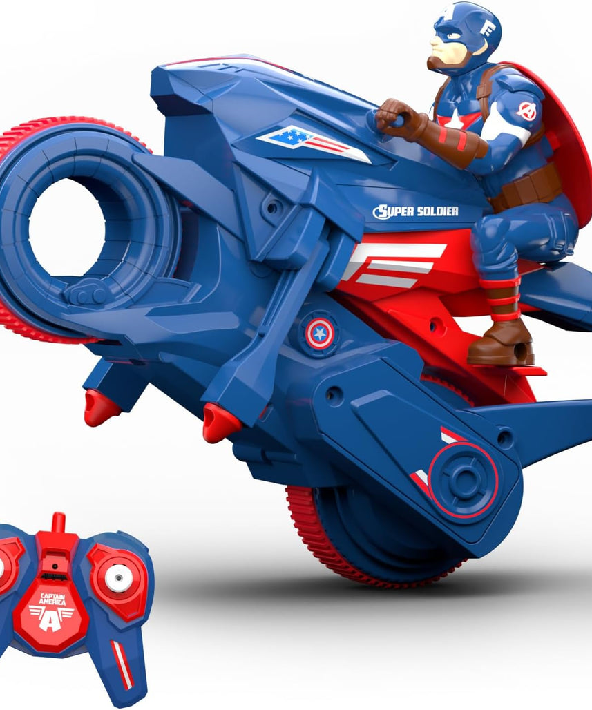Marvel Captain America Blaze & Race RC Bike - 2.4 GHz Full Function Remote Control Motorcycle - High-Speed Action Toy for Kids & Toddlers - Ages 3+