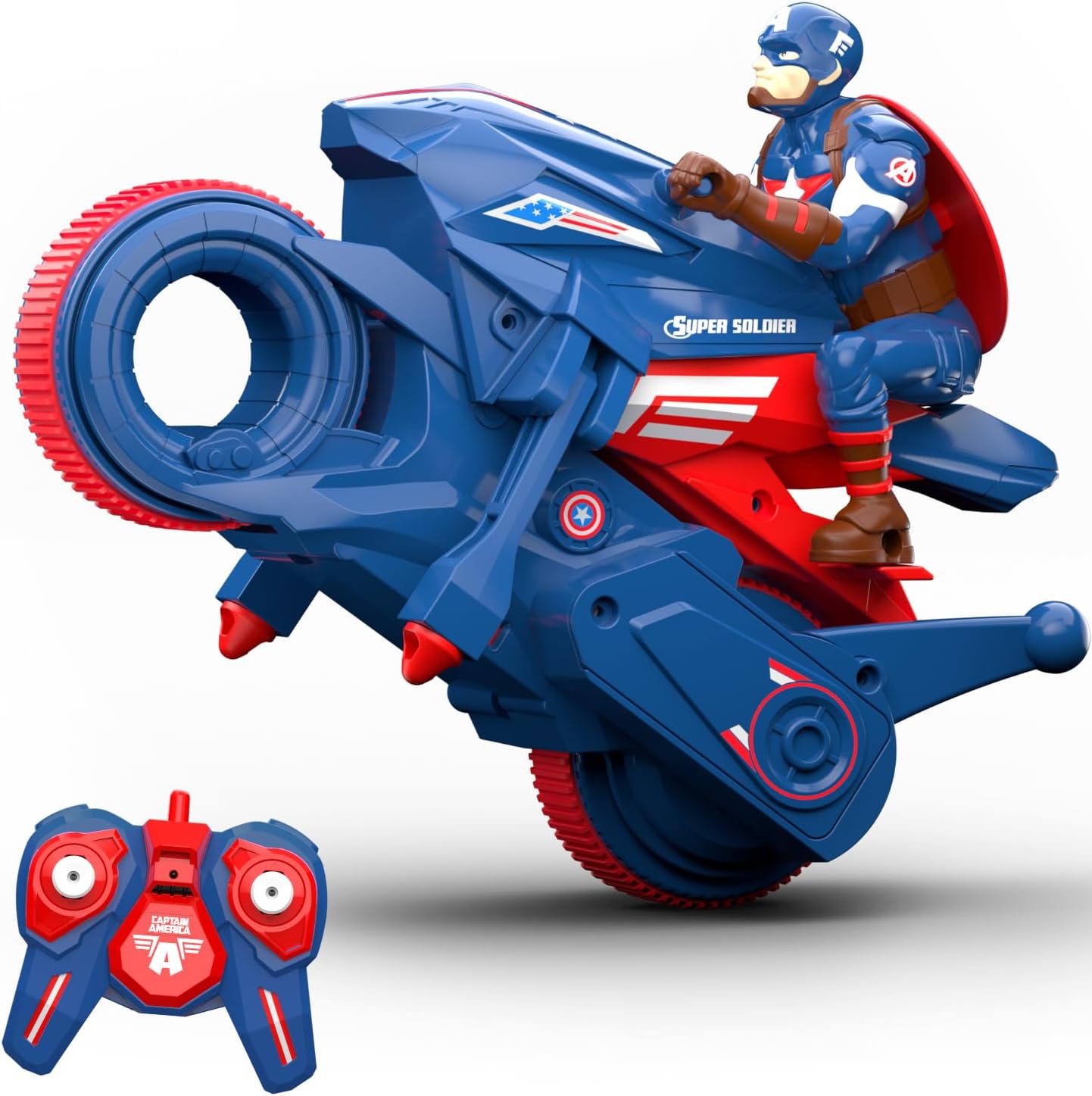Marvel Captain America Blaze & Race RC Bike - 2.4 GHz Full Function Remote Control Motorcycle - High-Speed Action Toy for Kids & Toddlers - Ages 3+
