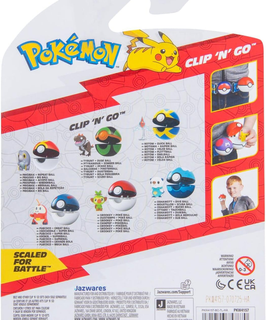 Pokemon Clip n Go - Grookey with Pokeball, Action Figures, Official Detailed Figurines, Collectibles, Figure with Poke Ball, 4 Years+