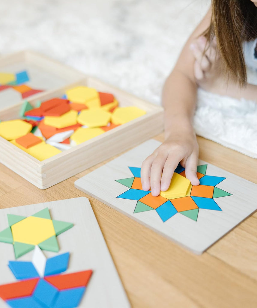 Viga Pattern Board & Block, 120 Piece Geometric Block Puzzle, Montessori Wooden Toy, Develops Sensory, Cognitive & Fine Motor Skills, Non-Toxic & Eco-friendly Kids Educational Toy, 3Y+