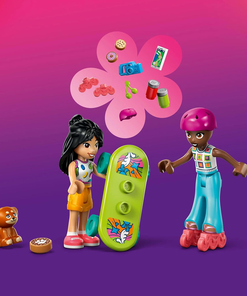 LEGO Friends Friendship Road-Trip Travel Car Toy with Trailer, 2 Mini Dolls, a Pet Dog Figure, Kayak & Fun Accessories incl. a Skateboard & Roller Skates - Ramadan Gift for 6+ Year Old Girls - 42659