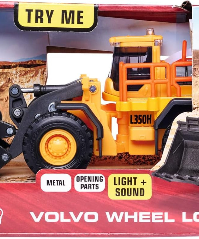Majorette Grand Series Construction Volvo Wheel Loader L350H Die-Cast – Realistic Sound & Light Features, Movable Shovel, Sturdy Metal Design, One Size, Kids 3+