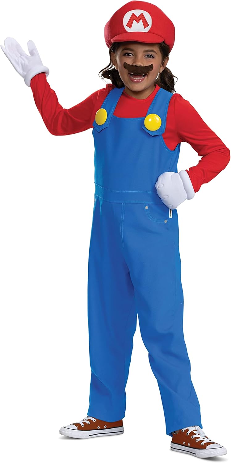 Disguise Mario Costume for Kids, Official Super Mario Bros Costume and Accessories for Children, Size (10-12)