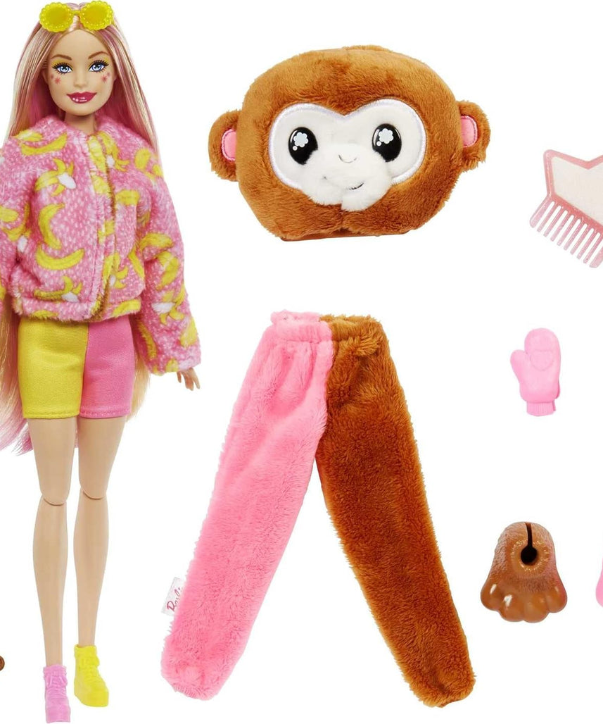 Barbie Cutie Reveal Chelsea Doll and Accessories, Jungle Series, Monkey-Themed Small Doll Set