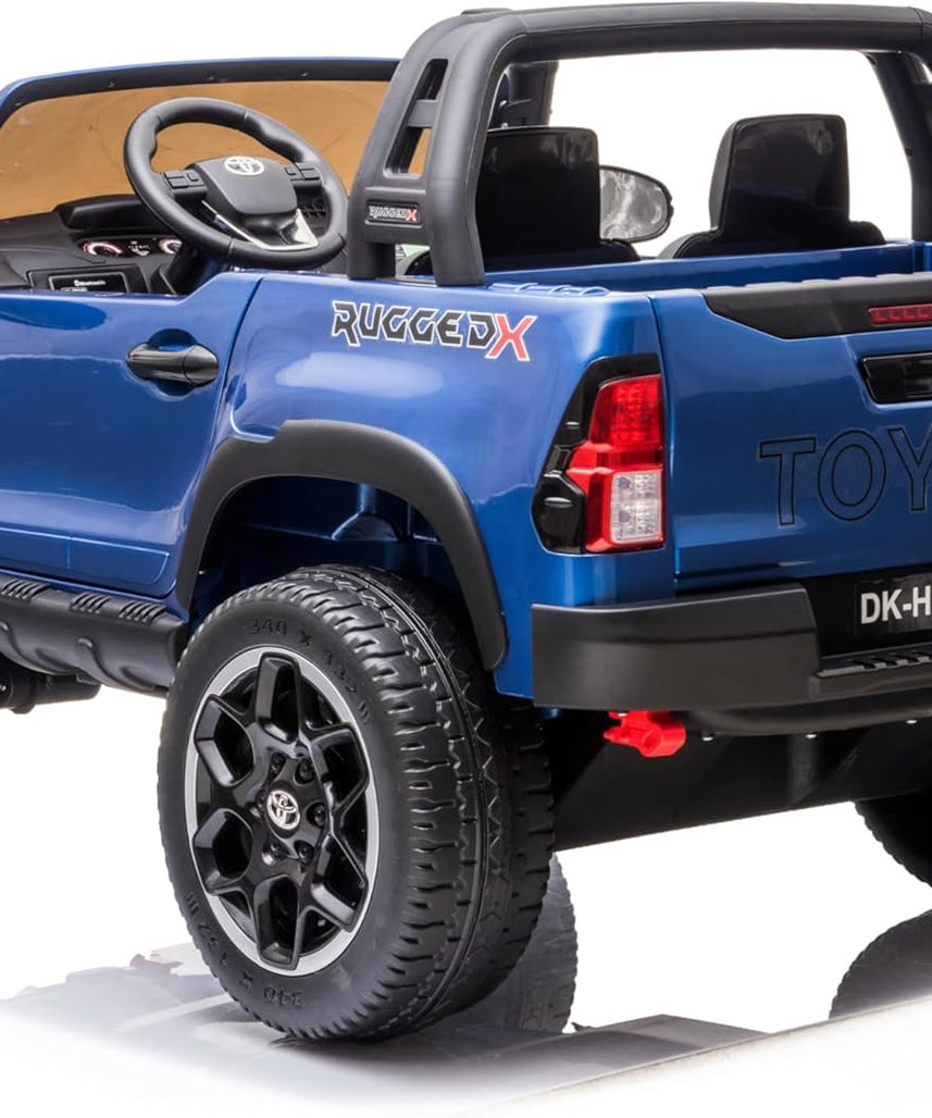 Lovely Baby LB 850DX Toyota Hilux Ride-On Car for Kids, 1-7 Years, Electric 4x4 Off-Road Vehicle, Remote Control, LED Lights, MP4 Music, Openable Doors – Red or Blue