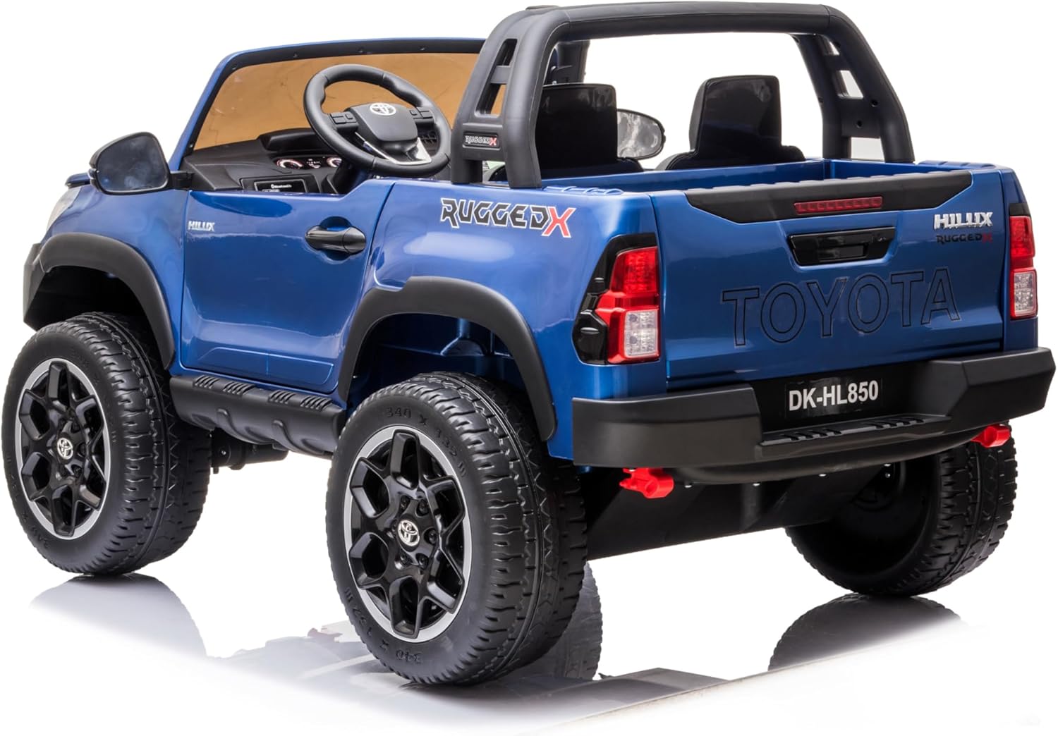 Lovely Baby LB 850DX Toyota Hilux Ride-On Car for Kids, 1-7 Years, Electric 4x4 Off-Road Vehicle, Remote Control, LED Lights, MP4 Music, Openable Doors – Red or Blue
